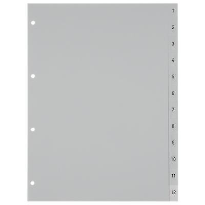 Hetzel Register 720041 DIN A4 Grau 12-teilig Perforiert Kunststoff 1 bis 12 12 Blatt