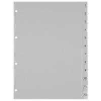 Hetzel Register 720041 DIN A4 Grau 12-teilig Perforiert Kunststoff 1 bis 12 12 Blatt