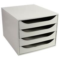 Exacompta Schubladenbox mit 4 Schubladen EcoBox Kunststoff Hellgrau 28,4 x 34,8 x 23,4 cm