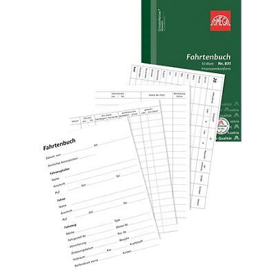 OMEGA Fahrtenbuch DIN A5 Liniert 14,8 x 0,5 x 21 cm Weiß 5 Stück à 50 Blatt