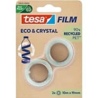 tesa Klebeband tesafilm Eco & Crystal Transparent 19 mm (B) x 10 m (L) PET (Polyethylenterephthalat) 2 Rollen