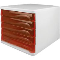 helit Schubladenbox mit 5 Schubladen Rot, Weiß 26,8 cm 4 Stück