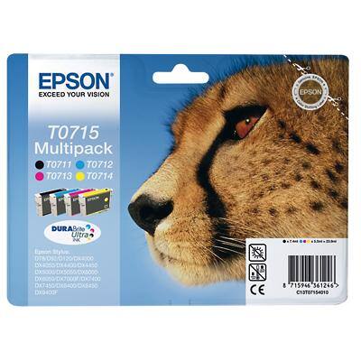 Epson T0715 Original Tintenpatrone C13T07154010 Schwarz, cyan, magenta, gelb 4 Stück Multipack