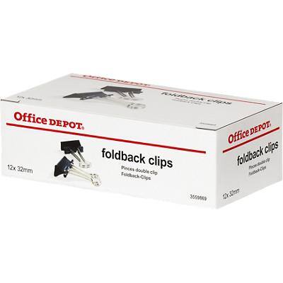 Office Depot Foldback-Klammern Metall, Kunststoff Schwarz 32 mm 12 Stück
