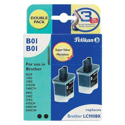 Kompatible Pelikan Brother LC900BK Tintenpatrone Schwarz 2 Stück