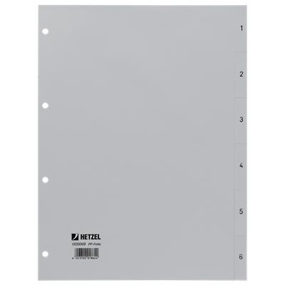Hetzel Register 1300069 DIN A4 Grau 6-teilig Perforiert Kunststoff 1 bis 6