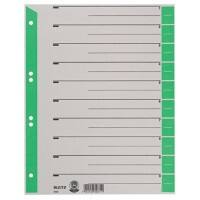 Leitz 1 bis 10 Trennblätter DIN A4 Überbreite Grün 10-teilig Pappkarton 6 Löcher 1652 100 Stück