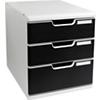 Exacompta Büroboxen Modulo System 2 A4/325014D, lichtgrau/schwarz, für A4+, 3 Schubladen