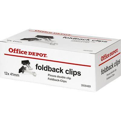 Office Depot Foldback-Klammern Metall, Kunststoff Schwarz 41 mm 12 Stück