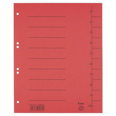 Bene 1 bis 10 Trennblätter DIN A4 Rot 10-teilig Pappkarton 6 Löcher 97300RT 100 Stück