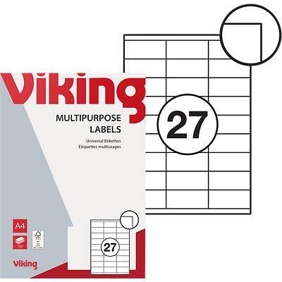 Viking Universaletiketten Ablösbar 70 x 31mm Weiß 2700 Stück