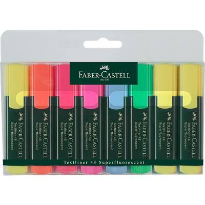 Faber-Castell Superfluorescent Textliner 48 Textmarker Färbig sortiert Mittel Keilspitze 1 - 5 mm Nachfüllbar 8 Stück