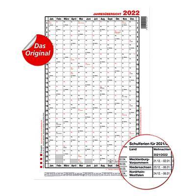Güss Kalender GmbH Jahresplaner A1 2022 1 Jahr pro Seite Hoch Weiß 96,5 x 100 cm