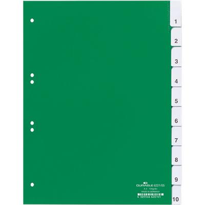 DURABLE Blanko Register DIN A4 Grün 10-teilig PVC (Polyvinylchlorid) Portrait A4 6 Löcher 6221