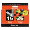 Lexmark 16+26 Original Tintenpatrone 80D2126 Schwarz, cyan, magenta, gelb 2 Stück Multipack