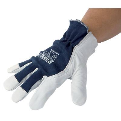 Handschuhe Ziegenleder Größe M Blau/Weiß 2 Stück