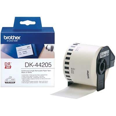 Brother DK-44205 Authentic Endlosetiketten Ablösbar Selbstklebend Schwarzer Druck auf Weiß 62 mm x 30.5m