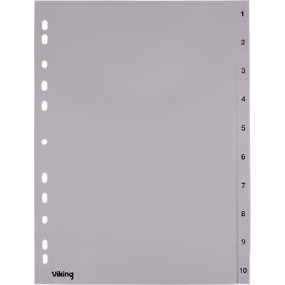 Viking Register A4 Grau 10-teilig Perforiert Kunststoff 1 bis 10