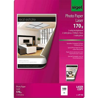 Sigel Photopapier für Farb-Laser/-Kopierer/LP142, A4, hochweiß, 170 g/m², Inhalt 100 Blatt