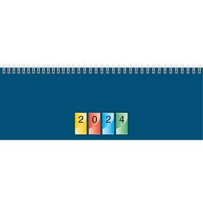 BRUNNEN Tischkalender 2025 1 Woche / 2 Seiten Deutsch, Englisch, Französisch, Italienisch 29,7 (B) x 10 (H) cm Blau