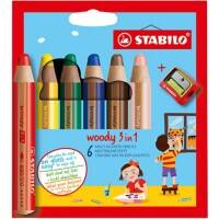 STABILO Buntstifte Woody 3 in 1 Färbig sortiert 6 Stück
