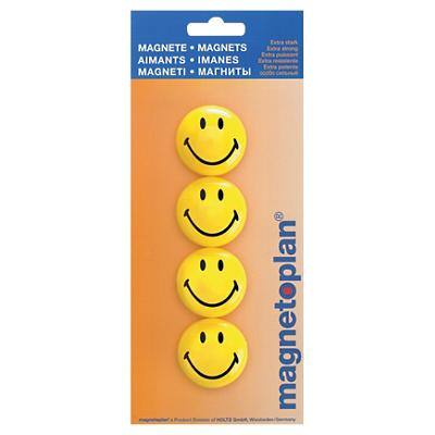 magnetoplan Magnete Smiley Schwarz, Gelb 4 Stück