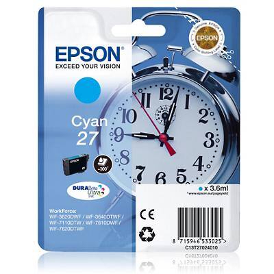 Epson 27 Original Tintenpatrone c13t27024010 Cyan