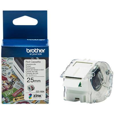 Brother CZ-1004 Authentic Etikettenrollen-Kassette Selbstklebend Weiß 25 mm x 5m