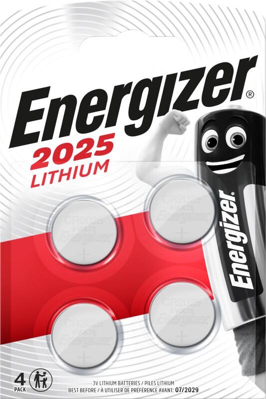 Energizer Knopfzellen CR2025 3 V Lithium 4 Stück