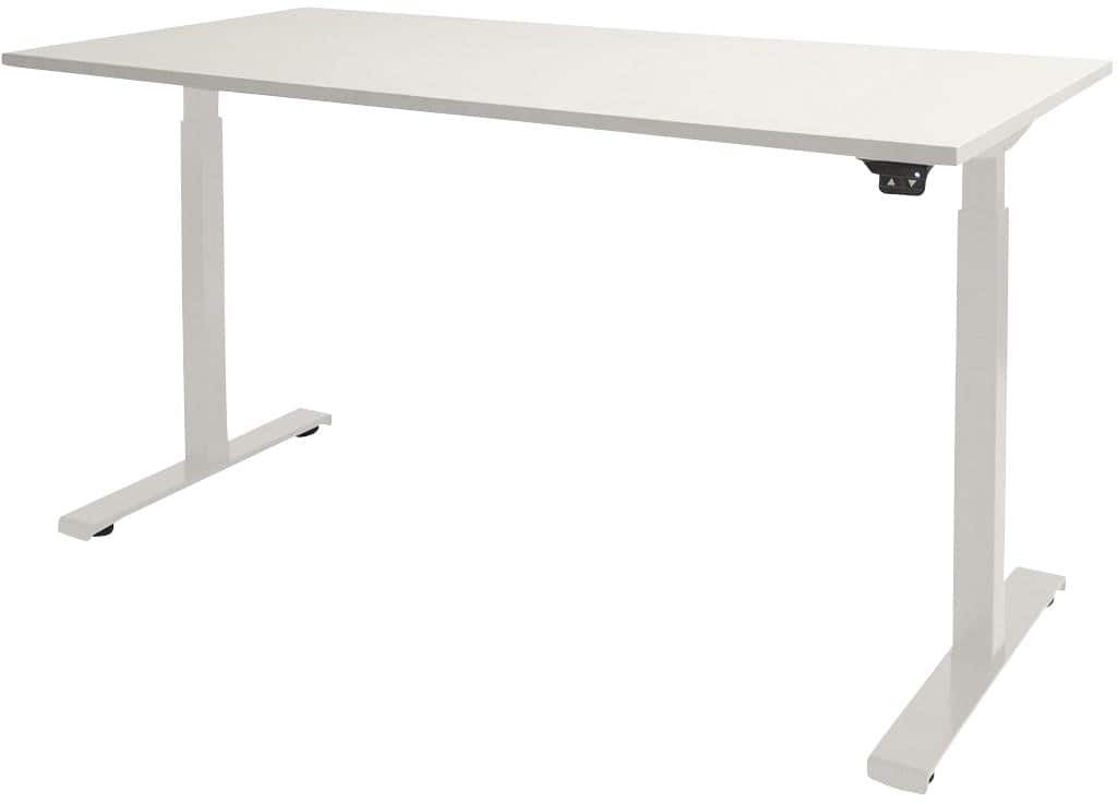 Schaffenburg Dextro Basic Elektrisch Höhenverstellbar Sitz-Stehschreibtisch Rechteckig Weiß T-Fuß 1.600 (B) x 800 (T) x 705 (H) mm Melamin