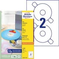 AVERY Zweckform CD/DVD Etiketten L6043-100 haftend DIN A4 Weiß 100 Blatt à 2 Etiketten