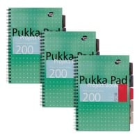 Pukka Pad Projektbuch Metallic A4+ liniert Spiralgebunden PP (Polypropylen) Hardback Grün Perforiert 200 Seiten 3er Pack