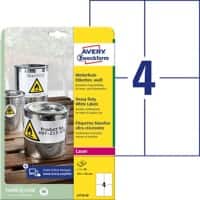 AVERY Zweckform L4719-20 Wetterfeste Etiketten Weiß Rechteckig A4 148 x 105 mm 20 Blatt à 4 Etiketten