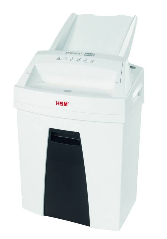 HSM Automatische Zufuhr Securio Aktenvernichter 6 Blatt Partikelschnitt Sicherheitsstufe P-4, T-4, E-3, F-1 25 L AF100