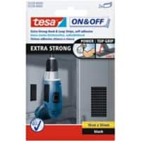 tesa Klettstreifen ON&OFF Extra Strong Schwarz 50 mm (B) x 0,1 m (L) PP (Polypropylen) 2 Stück à 2 Streifen