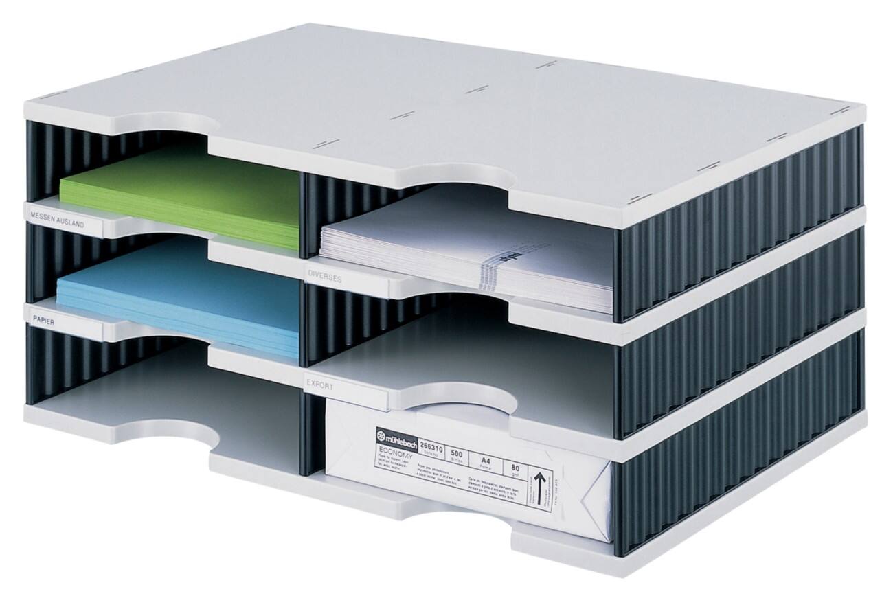 Styro Sortiersystem Grundeinheit Styrodoc® DIN C4 Grau, Schwarz 48,5 x 33,1 x 22,3 cm