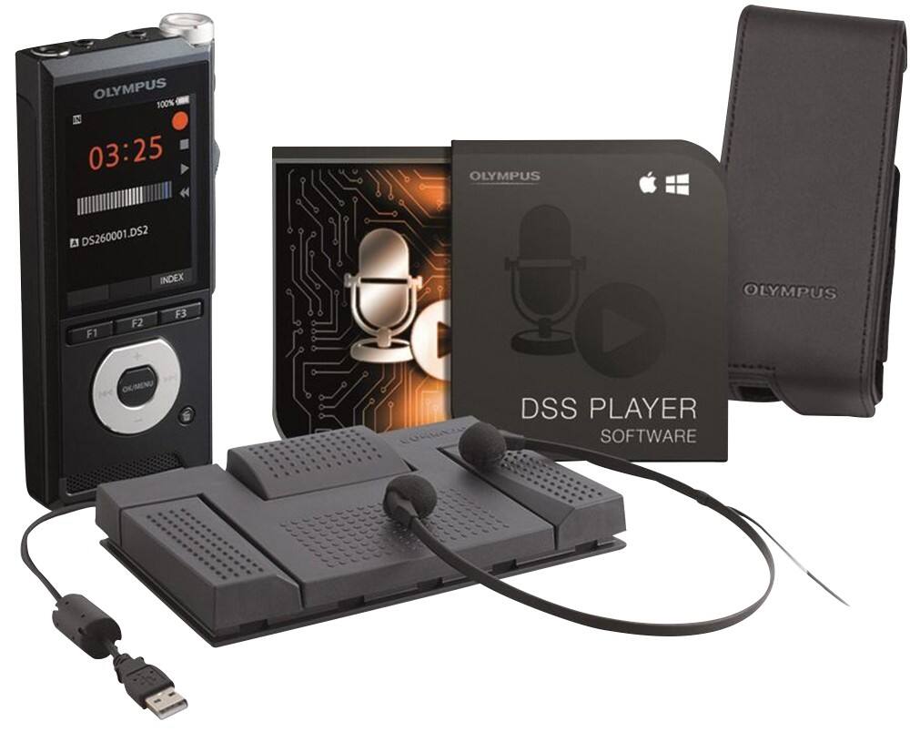 OLYMPUS Starter Kit für Diktat und Transkription DS-2600 + AS-2400 Schwarz