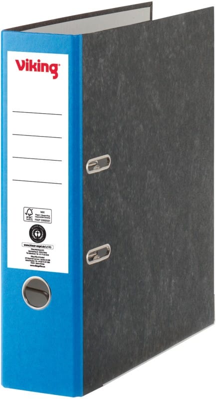Viking Ordner A4 80 mm Dunkelblau, Schwarz 2 Ringe Pappkarton Wolkenmarmor Hochformat Recycled