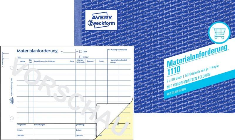 AVERY Zweckform Inventurbuch 1110 Weiß, Gelb A5 quer Perforiert 2 à 50 Blatt