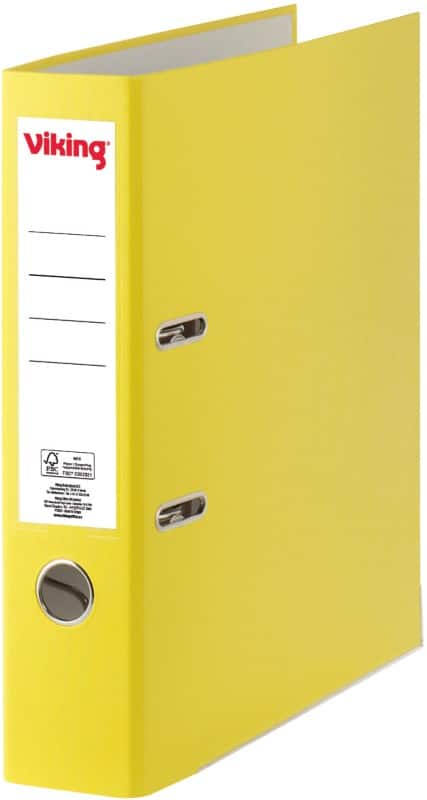 Viking Breit Ordner A4 75 mm Gelb 2 Ringe Pappkarton, PP (Polypropylen) Matt Hochformat