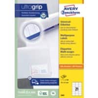 AVERY Zweckform UltraGrip Etiketten 3481 Ja DIN A4 Weiß 70 x 41 mm 100 Blatt à 21 Etiketten