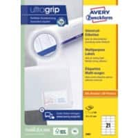 AVERY Zweckform ultragrip Mehrzwecketiketten 3481 Selbsthaftend A4 Weiß 70 x 41 mm 100 Blatt à 21 Etiketten