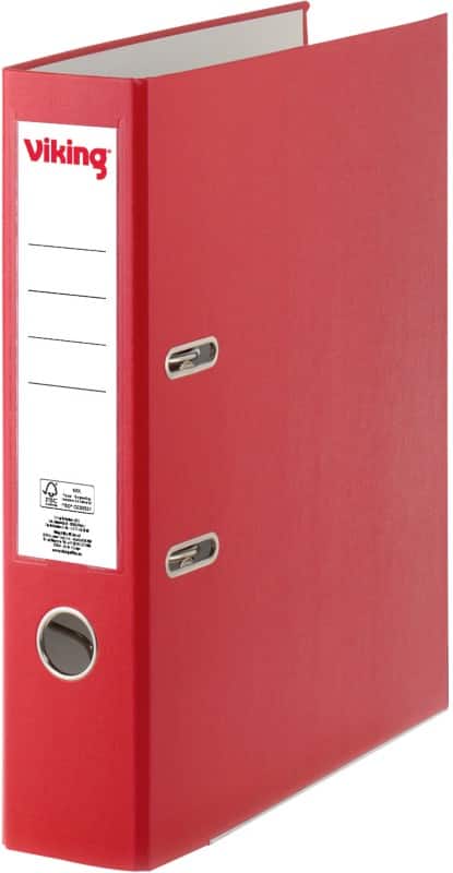 Viking Ordner A4 75 mm Rot 2 Ringe Pappkarton, PP (Polypropylen) Matt Hochformat
