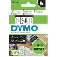 Dymo D1 S0720780 / 43613 Authentic Schriftband Selbstklebend Schwarzer Druck auf Weiß 6 mm x 7m