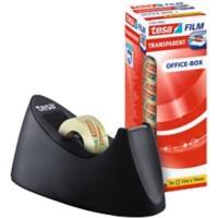 tesa Klebebandabroller tesafilm Easy Cut Curve Schwarz 19 mm (B) x 33 m (L) PS (Polystyrol), Stahl + 8 Rollen tesa Klebefilm Office Box