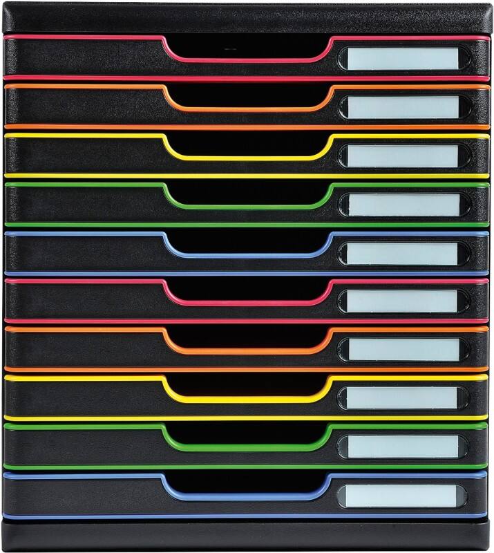 Exacompta Modul Schubladenbox PS (Polystyrol) Mehrfärbig 10 Schübe 35 x 28,8 x 32 cm A4+