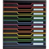 Exacompta Schubladenbox Modulo10 Fächer Polystyrol Schwarz, Harlequin 28,8 x 35 x 32 cm