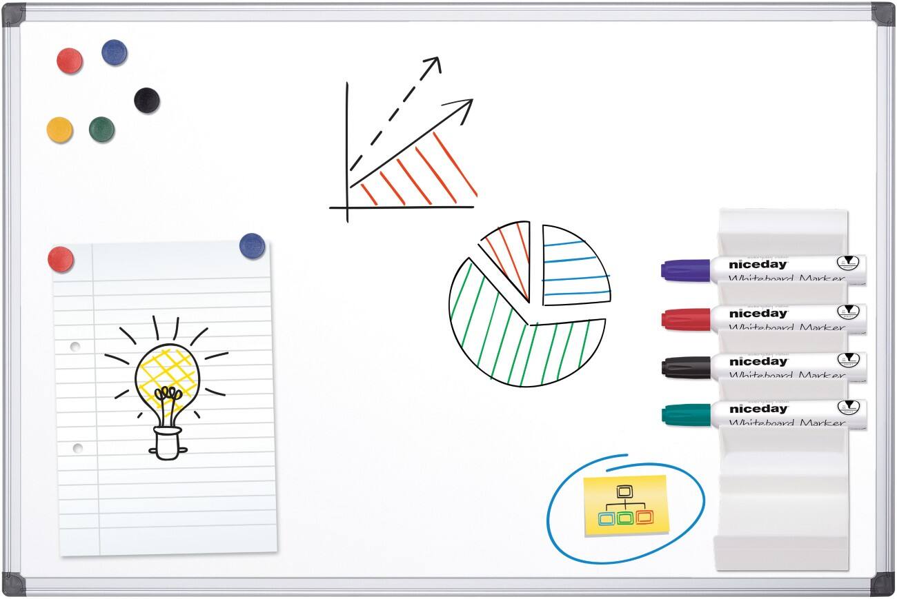 Office Depot wandmontierbares magnetisches Whiteboard Emaille Slimline 120 x 90 cm