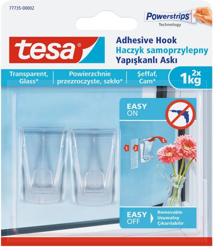 tesa Powerstrips Klebehaken Non-permanent 14 cm Transparent 2 Stück