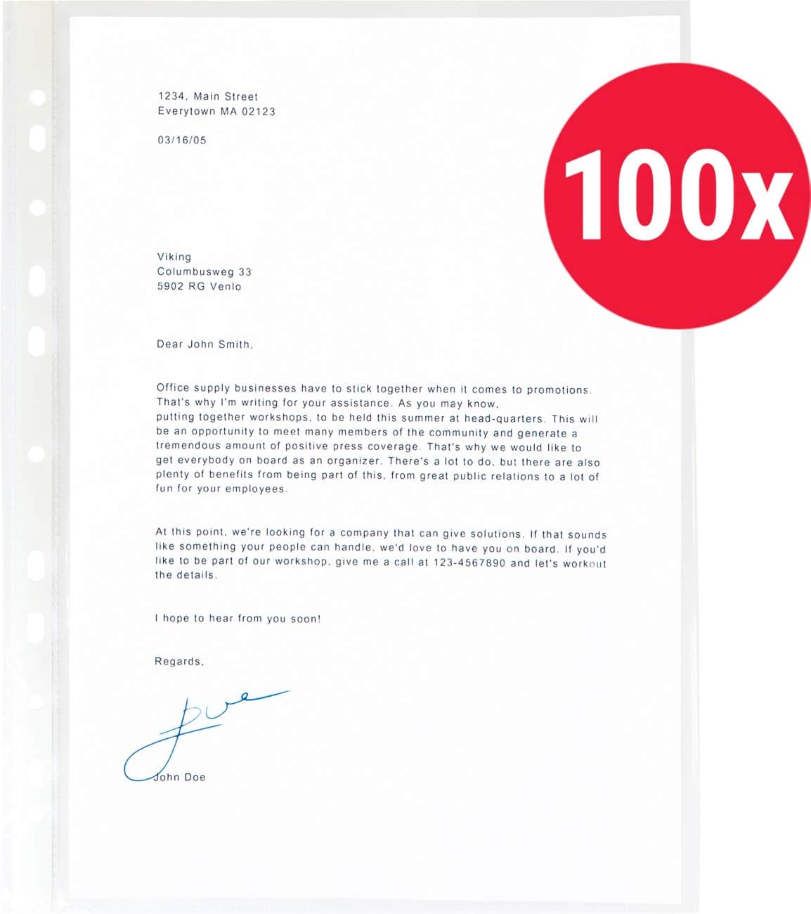 Niceday Prospekthüllen DIN A4 Glasklar 11 Löcher 55 Mikron 100 Stück